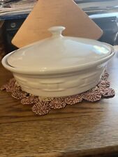 Longaberger Woven Traditions Pottery 2 Qt Round Covered Casserole~Heirloom Ivory picture