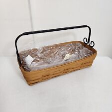 Longaberger 2013 Warm Brown Artisan Bread Basket w Wrought Iron Handle+Hard Prot picture