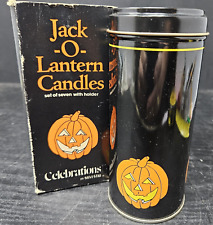 Vintage Silvestri Halloween Jack-o'-lantern Tin Can w/Candles & Lid Stand w/Box picture