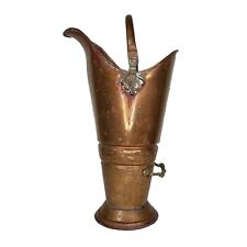 Antique Copper Brass Coal Ash Water Scuttle Bucket Carrier Vase Umbrella Stand picture