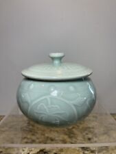 Vintage Longquan Celadon Green Lidded Canister Bowl Dish EXC picture