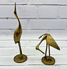 Vintage Pair Brass Crane Figurines Heron Egret Birds Small 8