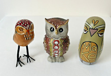 Lot of 3 Variety of Owls - Nesting, Painted Wood, Jeweled Owl Figurines 6