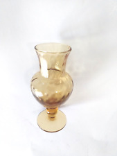 Rare Vintage Yellow Glass  Miniature  Vase  4 Inch Tall Nice Condition Amber picture