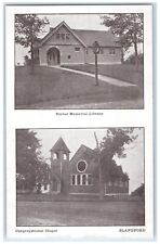 Blandford Massachusetts MA Postcard Porter Memorial Library Congregational c1910 picture