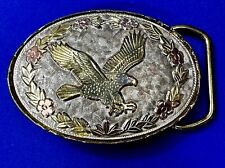 Soaring High Flying Bald Eagle Vtg. Mixed Metal Western Small Belt Buckle by W picture