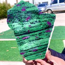 1.39LB Natural green Ruby zoisite (anylite) slice crystal slab sample Healing picture