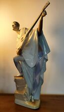 19'' Large Lladro Lute Music Player Harlequin Clown Guitar Mandolin picture