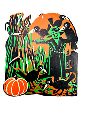 vtg Halloween 30s 40s BEISTLE embossed diecut scarecrow pumpkins  picture
