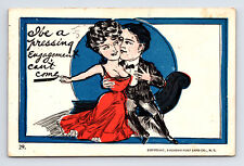 c1907 Exaggerated Romance Comic I've a Pressing Engagement Can't Come Postcard picture