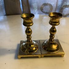 Vintage Forged in USA 1764 House Lacquered Solid Brass Pair of Candle Holders 5” picture