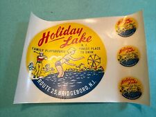 1950s Holiday Lake Bridgeboro NJ Car Decal NOS Amusement Park Rides vtg picture