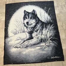 Vintage Biederlack Cuddle Wrap Wolf Throw Camp Blanket Snap Zipper Joe Hautman picture