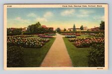 Portland ME- Maine, Circle Park, Deerings Oaks, Antique, Vintage Postcard picture