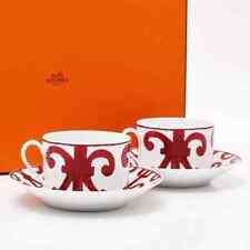 Auth Hermes Guadalquivir Red Morning Soup Cup Saucer Tableware 2 set Dinnerware picture