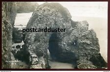 ENGLAND Perranporth 1910s Rocky Waterfront. Real Photo Postcard picture