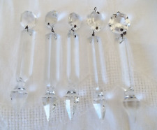 LOT OF 5 VTG SPEAR TRIANGLE CLEAR CRYSTAL PRISMS 4.50