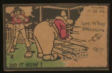 1905 LEATHER EMBOSSED POST CARD DO IT NOW HUMOROUS GALVESTON TX 19-47 picture