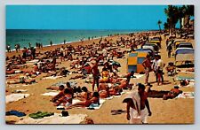 Crowded Beach At Fort Lauderdale Swimsuits Fashion Swimming VINTAGE Postcard picture