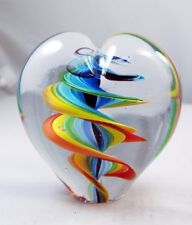 M Design Art Twisted Rainbow Ribbon in Heart Paperweight PW-748 picture