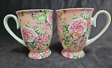 2 The Fairmont Empress Pink Chintz Footed Mugs 10 oz NEW picture