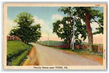 c1940 Beauty Scene Near Street Road Trees York Pennsylvania PA Vintage Postcard picture