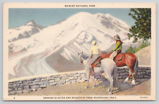 Rainier National Park Washington Emmons Glacier Linen Postcard picture