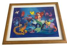 Vintage Disney The Little Mermaid Print Lithograph Ariel Friends Flounder Framed picture