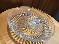 Clear  Panel Heavy Divided Pressed Glass Bowl Ribbed 8.5