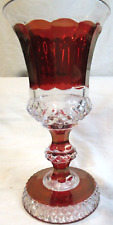 EAPG~RUBY FLASHED AND CLEAR DIAMOND GOBLET SHAPED PAIR OF VASES picture