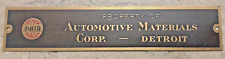 Vintage Brass Property Tag: AMCOR DETROIT (Automotive Materials Corp) picture