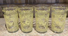 4 Hazel Atlas Monticello Yellow And Gold Drinking Glasses Horse Buggy Images picture