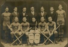 Bliss College 1900 Hockey Team Photo, Lewiston ME Uniform Goalie Sports Vintage picture