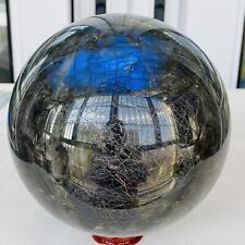 3900g Natural labradorite ball rainbow quartz crystal sphere gem reiki healing picture