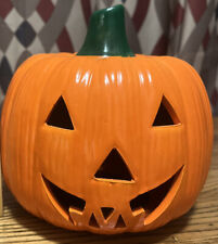 VTG Halloween Pumpkin Jack O' Lantern Ceramic Candle Holder picture