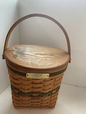Longaberger 1998 Green Glad Tidings Basket, Protector And Lanam Lid picture