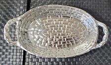 HECH EN PEWTER ALUMINUM WOVEN OVAL BREAD BASKET DISH HANDLE picture