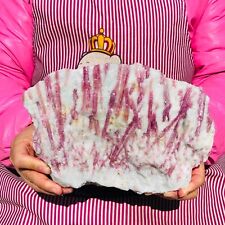 5.5LB Natural Red tourmaline Quartz Crystal cluster mineral specimen Healing picture