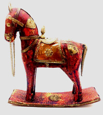 Vintage Miniature Handcrafted Copper & Brass Inlay Rocking Horse India picture