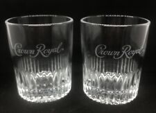 Crown Royal Etched Signature Logo Set or 2 Rocks Style Clear Cocktail Glasses picture