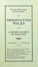 1927 Audubon Society of Kentucky OBSERVATION WALKS LISTING - E13-B picture