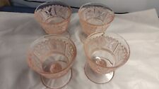 Vintage Pink Depression Glass, 4 pedestal dessert custard sherbet dishes bowls picture