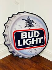 Vintage 1990 Bud Light Metal / Aluminum Beer Cap Beer Sign Rare picture