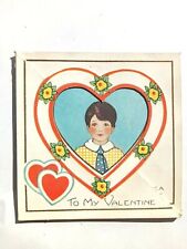 Vintage 1920s Valentine's Day Card - To My Valentine Make My Plea Girl Hearts picture
