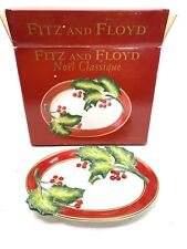 2004 Fitz & Floyd Snack  Cracker Bread Tray Server Plate Christmas Holly picture