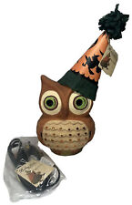 Bethany Lowe Designs Paper Mache Light Up Owl Hat Halloween Decor Cute Bulb Tag picture