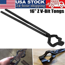 Steel 16inch Z- V-Bit Style Tongs Z-Jaw Offset Tongs For Blacksmith Knife Making picture