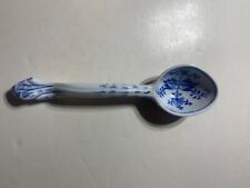 Antique Flow Blue? Blue And White Botanical Decorated Spoon  - 8.0