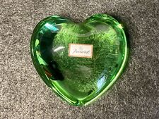 Baccarat France Puffy Green Crystal Art Glass Heart Paperweight picture