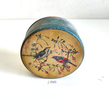 1940s Vintage Birds Graphics Tin Box Round Decorative Collectible Rare T303 picture